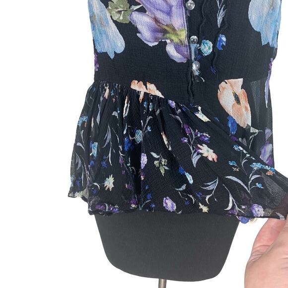 3.1 Phillip Lim 100% Silk Floral Sleeveless Button Front Ruffled Open Back Top 8 - Picture 7 of 11